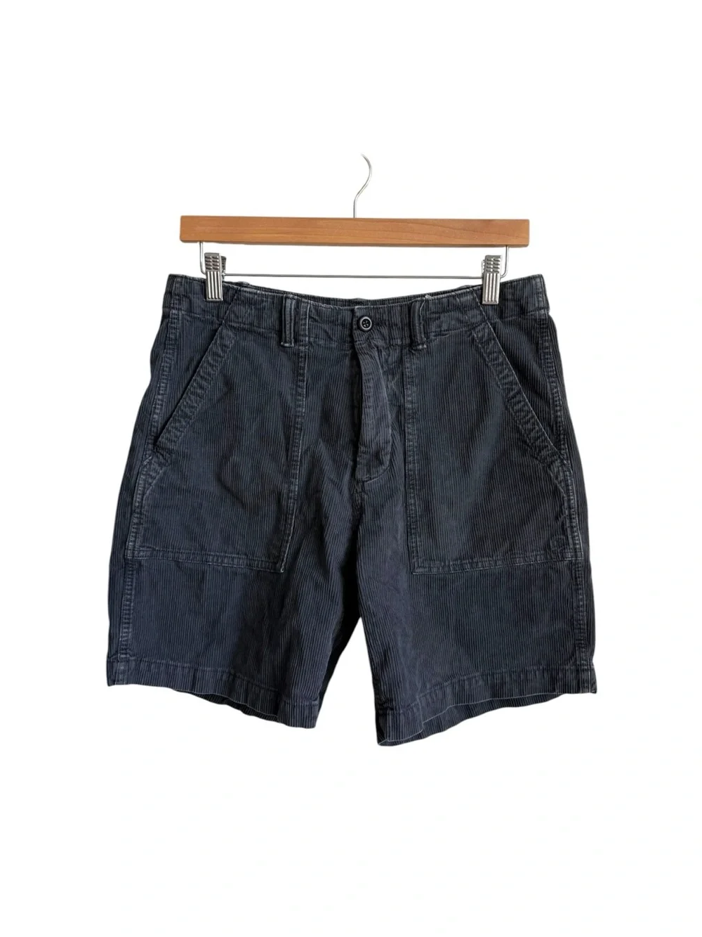 Outerknown Seventyseven Cord Utility Shorts Charcoal Gray Organic Cotton 30